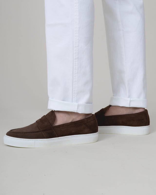 "Mykonos" Mocassin Sport Chic en Cuir Daim Chocolat