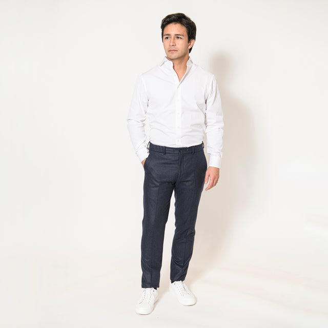 Chemise Nouveau Col "Cutaway" en Popeline Blanche