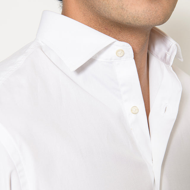 Chemise Col "Italien" en Oxford leger Blanche