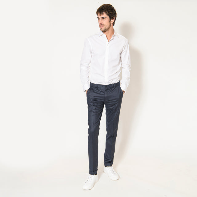 Chemise Col "Italien" en Popeline Blanche et Gorge Caché (Boutons Cachés)