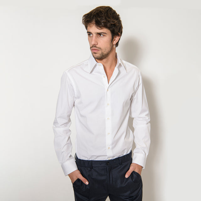 Chemise "Monaco" en Popeline Blanche à Col Pointe (Nouveauté)
