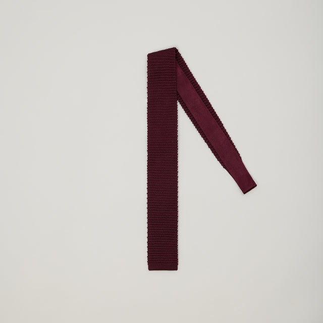 Cravate Tricot de Soie Bordeaux Foncé