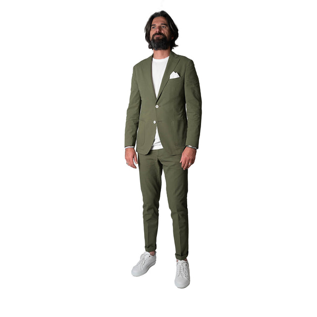 Pantalon "Plage" à Lacet amovible en Seersucker Kaki Océano