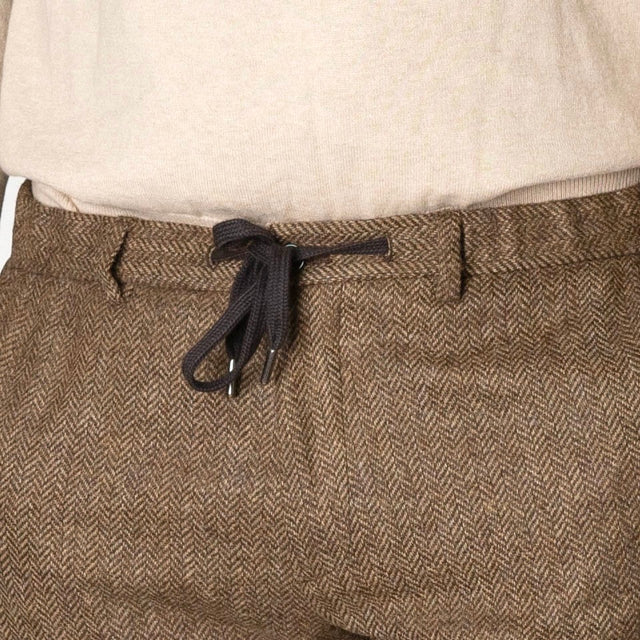 Pantalon  "Liverpool" à Lacet amovible Marron Clair à Chevrons