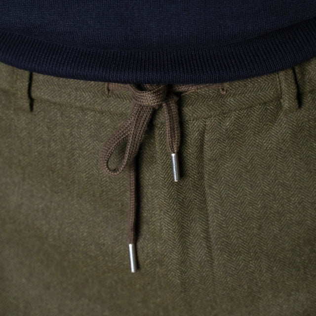 Pantalon "Liverpool" à Lacet amovible Vert à Chevrons