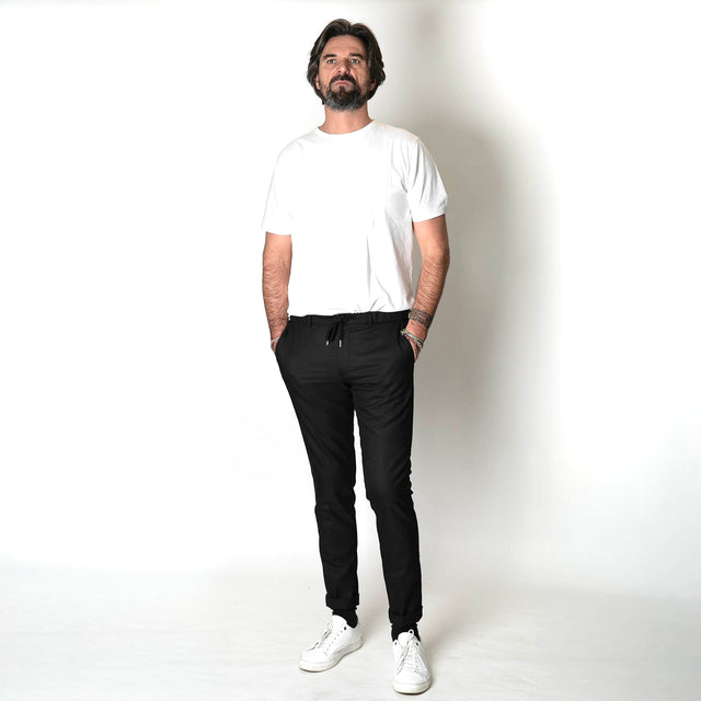 Pantalon "Skyfall" à Lacet amovible Noir Vitale Barberis Canonico