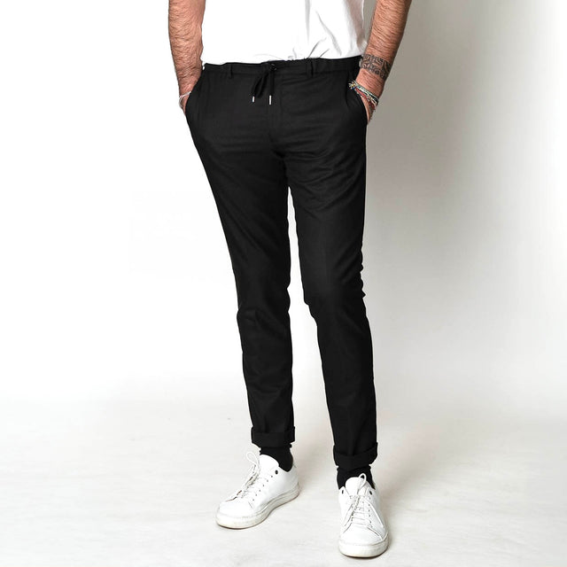 Pantalon "Skyfall" à Lacet amovible Noir Vitale Barberis Canonico