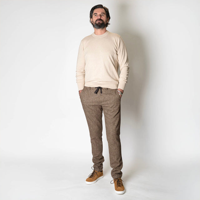 Pantalon "Glen" à Lacet amovible en Tweed Marron