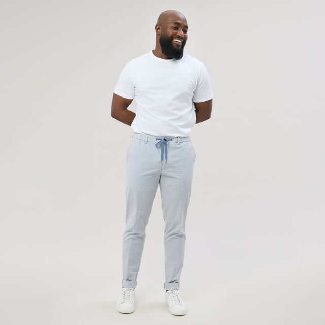 Pantalon à lacet Amovible "Porto-Vecchio" Rayé Ciel et Blanc