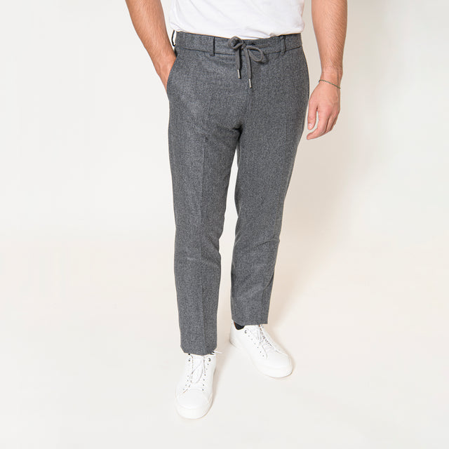 Pantalon "Ayrton" à Lacet amovible en Flanelle Gris Vitale Barberis Canonico