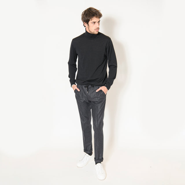 Pantalon "Luigi" à Lacet amovible en Flanelle Gris Anthracite Vitale Barberis Canonico