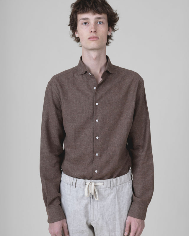Pantalon à lacet Amovible "Laganas" Piqué en Coton Lin Elasthanne Café & Beige