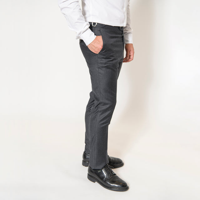 Pantalon "Paris" Gris Anthracite en Laine de Chez Vitale Barberis Canonico avec Pattes de Serrage