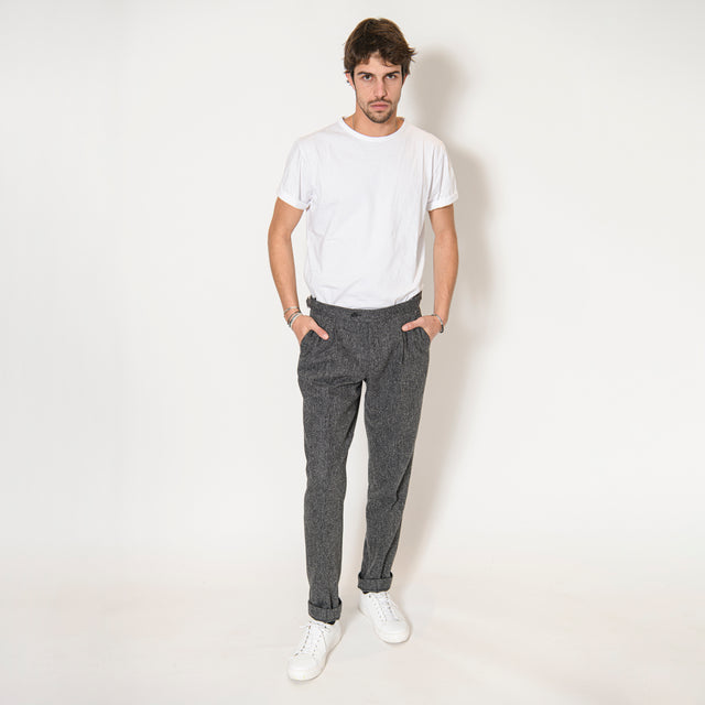 Pantalon à Pinces "Giuseppe" en Tweed de Flanelle Mélangée Grise