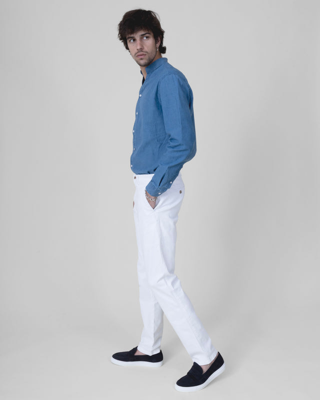 Pantalon "Pornichet E26" Chino Blanc Coupe Classique
