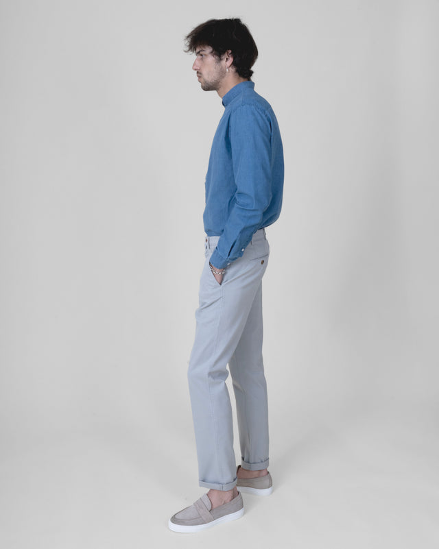 Pantalon "Pornichet E26" Chino Gris Clair Coupe Classique