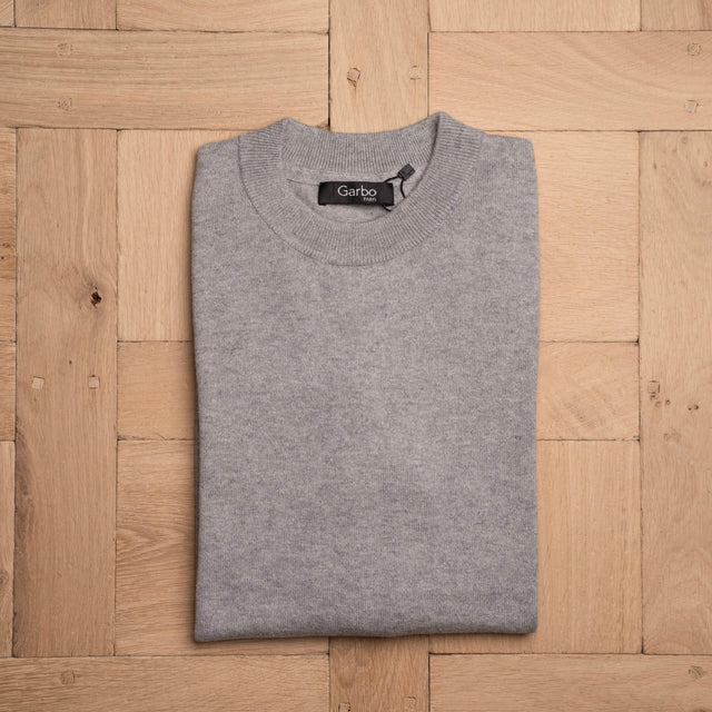 Pull Col Rond Gris Clair en Coton et Cachemire