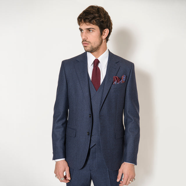 Costume "Rome" Bleu Marine en Tweed Chiné Vitale Barberis Canonico