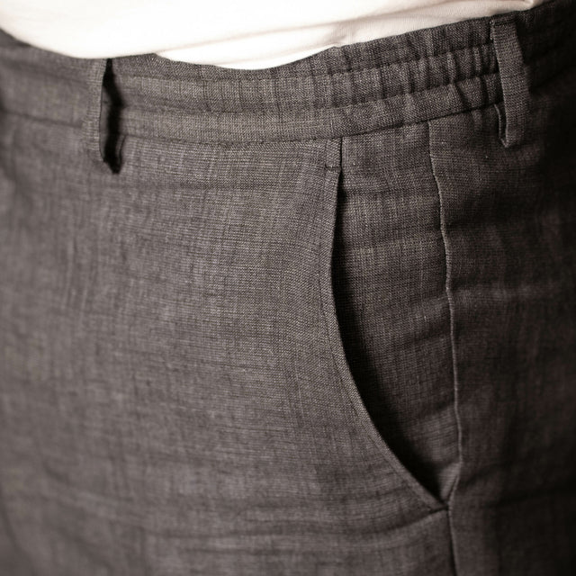 Pantalon en Lin "Santa Giulia" à Lacet amovible Gris de Chez Angelico
