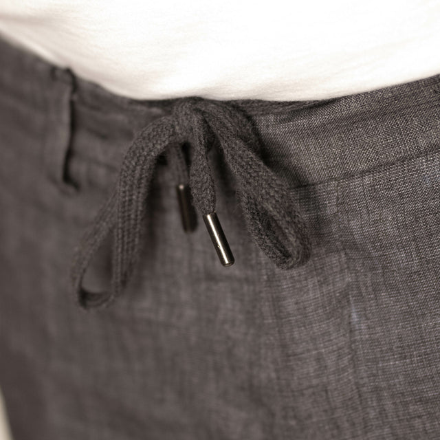 Pantalon en Lin "Santa Giulia" à Lacet amovible Gris de Chez Angelico