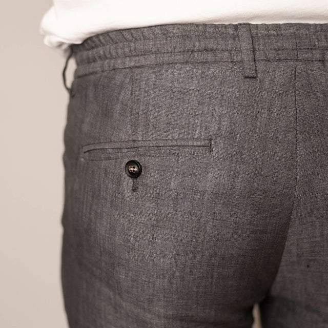 Pantalon en Lin "Santa Giulia" à Lacet amovible Gris de Chez Angelico