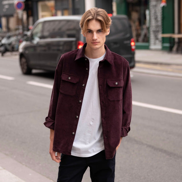 Surchemise "Alex" en Gros Velours Bordeaux