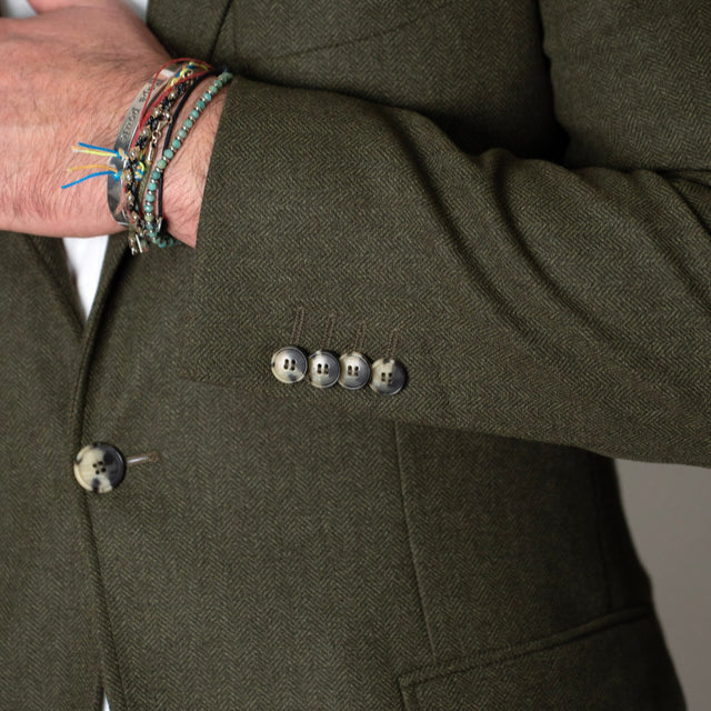 Veste Napolitaine "Liverpool" Verte à Chevrons