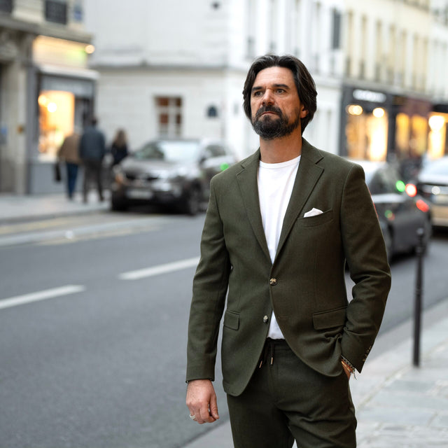 Veste Napolitaine "Liverpool" Verte à Chevrons