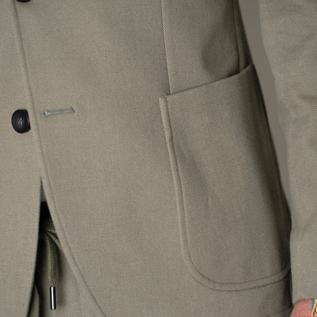 Veste Napolitaine "Stoke Park" Beige en Coton épaisse à Poches Plaquées