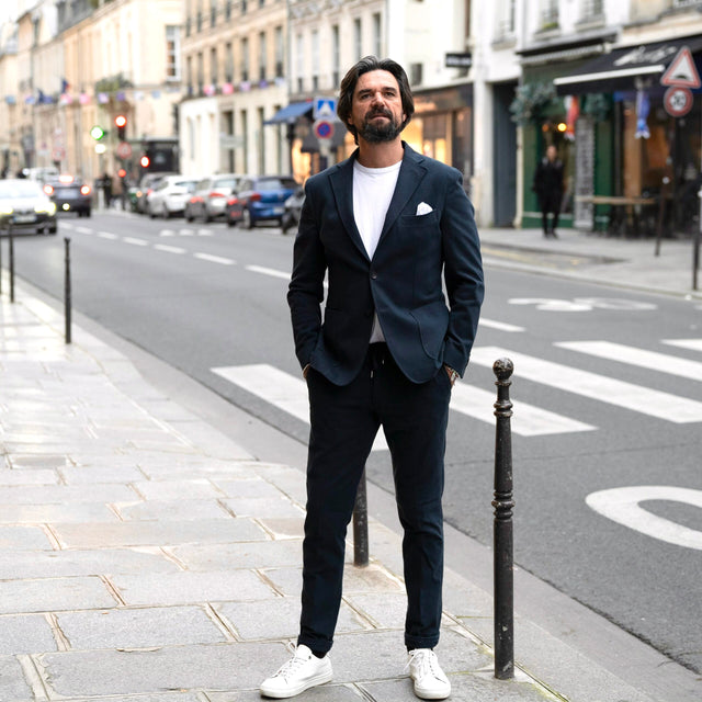 Veste Napolitaine "Stoke Park" Bleu en Coton épaisse à Poches Plaquées