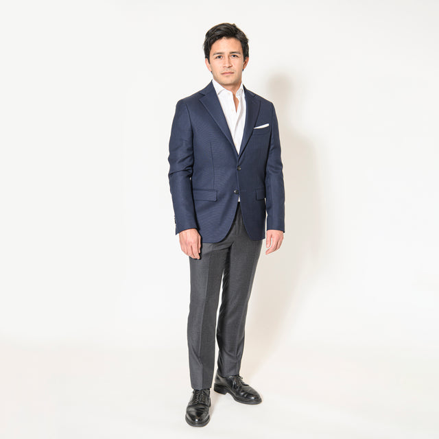 Veste "Girolata" Bleu Marine avec Coudières Ton sur Ton