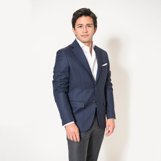 Veste "Girolata" Bleu Marine avec Coudières Ton sur Ton