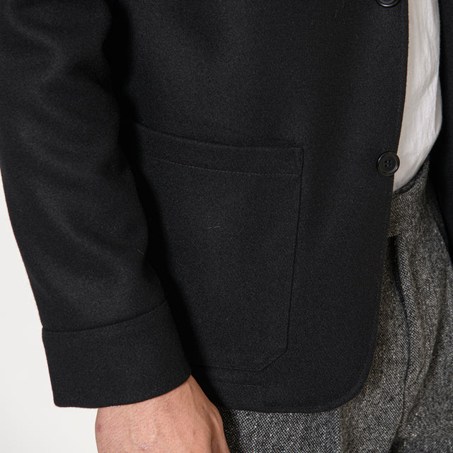 Veste d'Artiste "Michel-Ange" en Grosse Laine Mélangée Noir