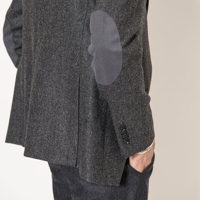 Veste à Coudières "Enzo" en Tweed de Laine et Cachemire Gris Anthracite Chinée Bottoli