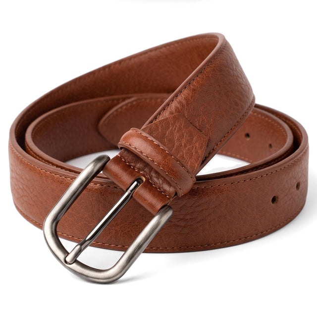 Ceinture "La Normande" en Cuir Grainé Cognac (Marron Clair)