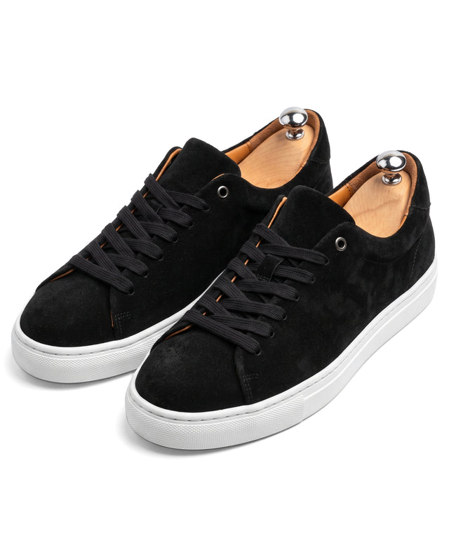 "Sneakers" Basket en Cuir de Veau Retourné Noir