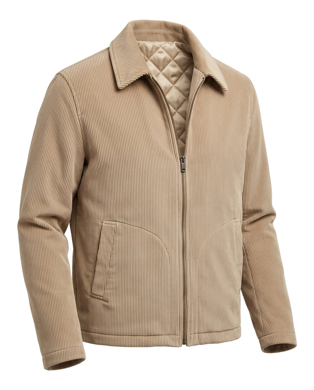 BLOUSON MARIO MATELASSÉ EN GROS VELOURS BEIGE
