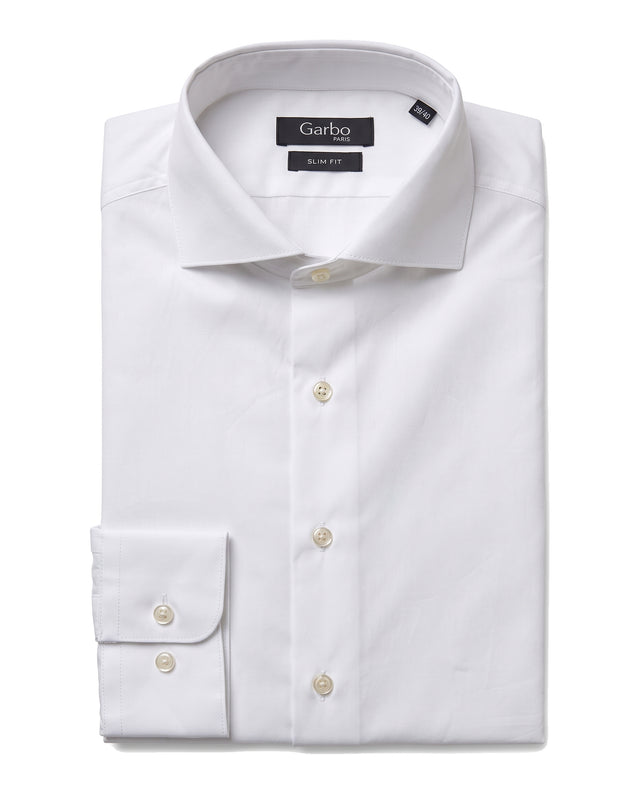 CHEMISE COL CUTAWAY EN POPELINE BLANCHE