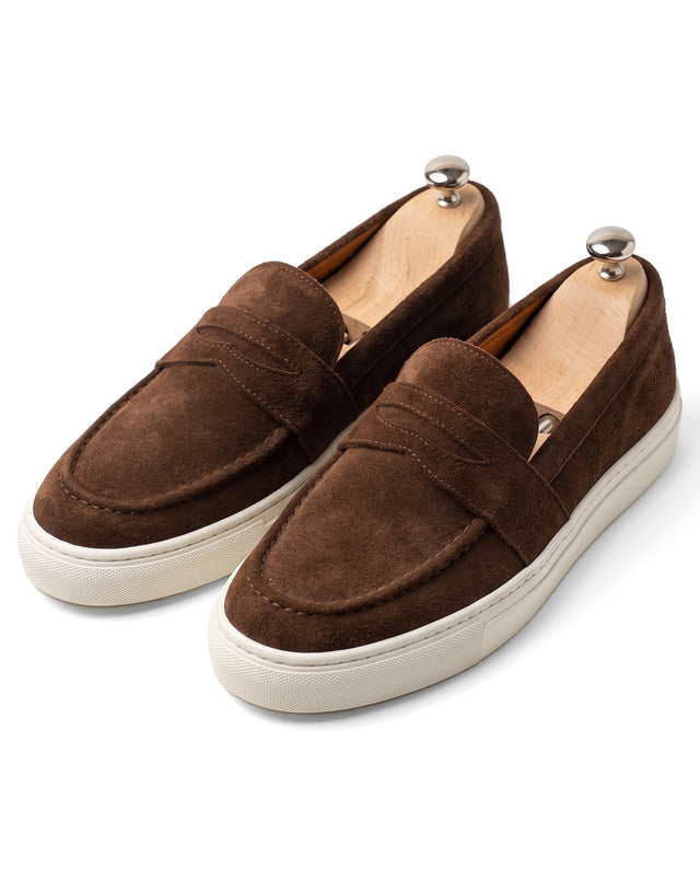"Mykonos" Mocassin Sport Chic en Cuir Daim Chocolat
