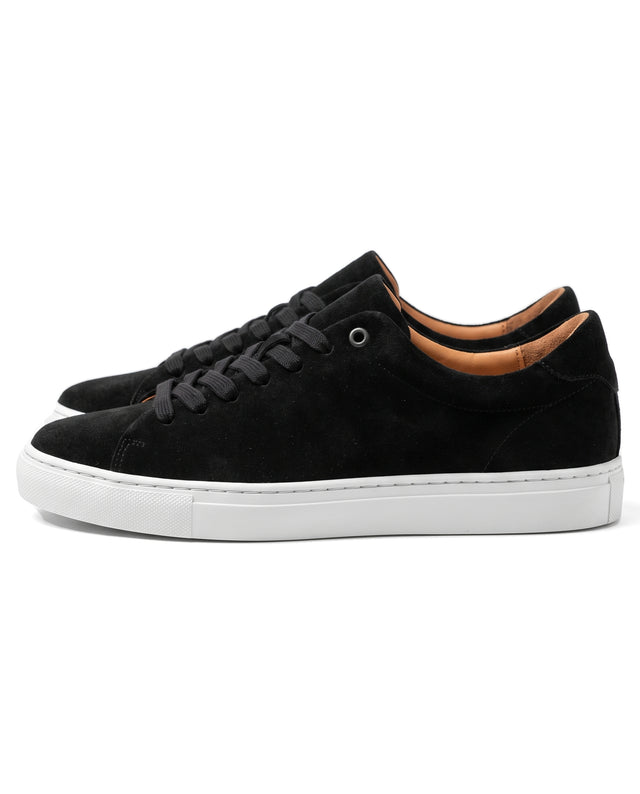 "Sneakers" Basket en Cuir de Veau Retourné Noir