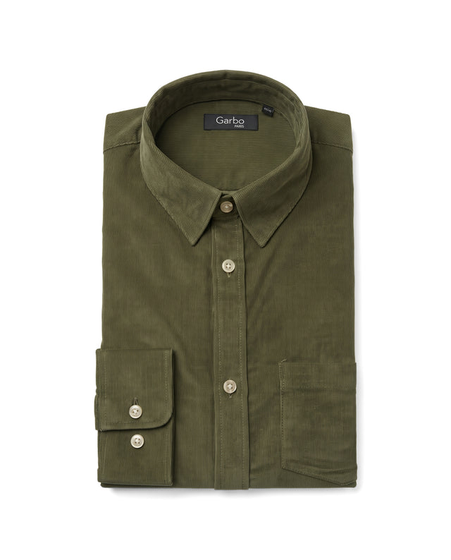 CHEMISE CORFOU EN VELOURS KAKI
