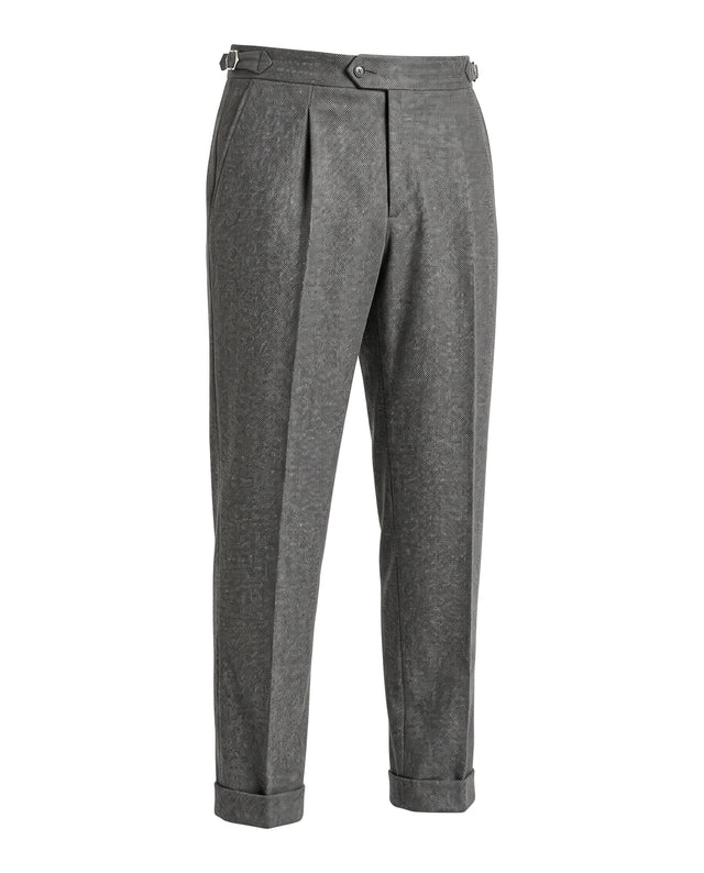 Pantalon à Pinces "Ulysse" en Flanelle Chinée Grise