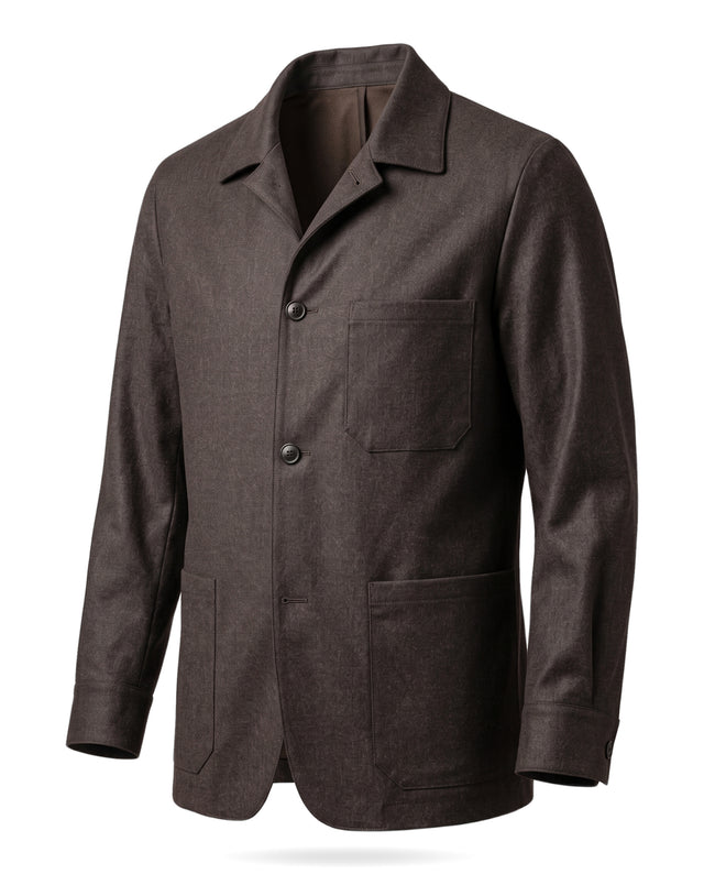 VESTE D'ARTISTE TÉLÉMAQUE EN FLANELLE DE CHEZ VITALE BARBERIS CANONICO®  MARRON FONCÉ/CHOCOLAT