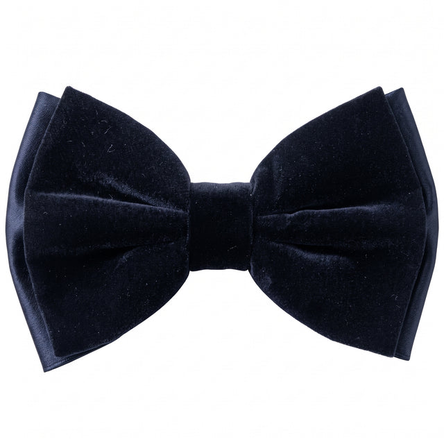 Noeud Papillon en Velour Lisse Bleu Marine