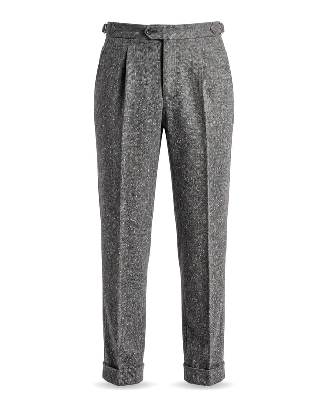 Pantalon à Pinces "Giuseppe" en Tweed de Flanelle Mélangée Grise