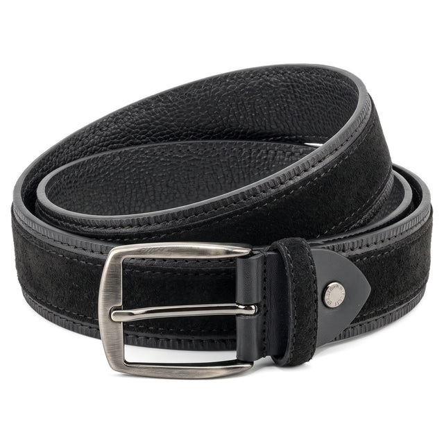 Ceinture "La Normande Chic" en Daim Noir avec Surpiqure