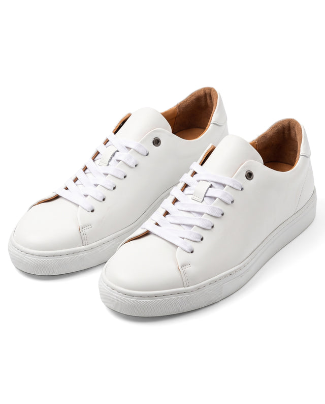 "Sneakers" Basket en Cuir de Veau Blanche
