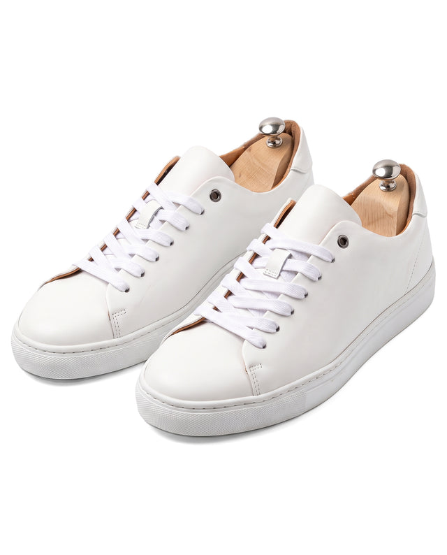 "Sneakers" Basket en Cuir de Veau Blanche