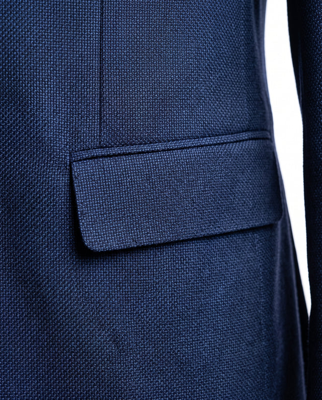 VESTE GIROLATA BLEU MARINE EN PIQUÉE DE LAINE