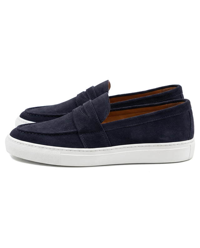 "Mykonos" Mocassin Sport Chic en Cuir Daim Bleu Marine
